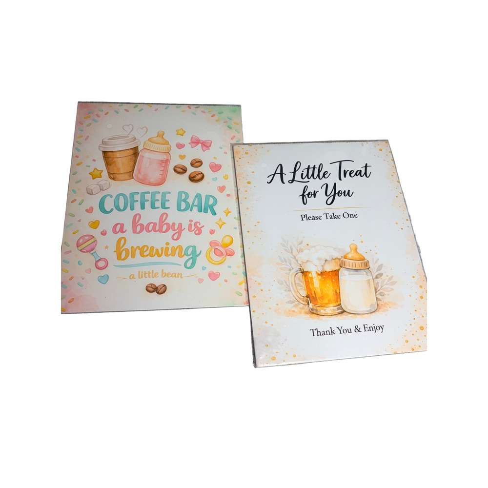 Baby Shower Table Signs 2pc Coffee Bar‎ Brewing A Little Treat For You Decor